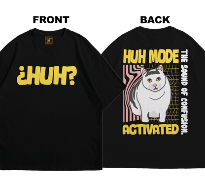 Premium Oversized Cotton Shirt: Huh Cat (Front and Back)