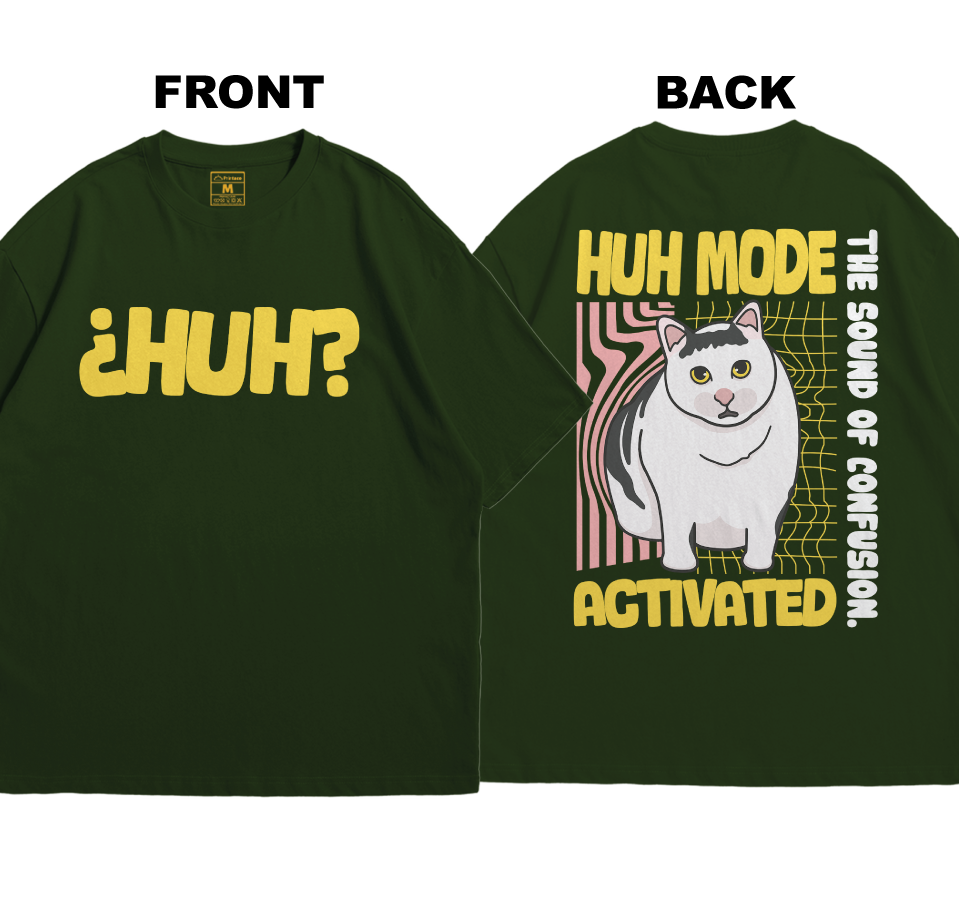 Premium Oversized Cotton Shirt: Huh Cat (Front and Back)