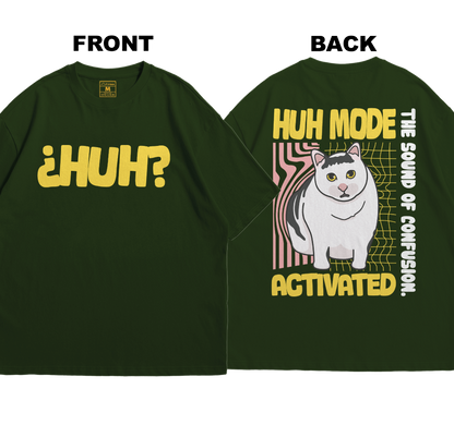 Premium Oversized Cotton Shirt: Huh Cat (Front and Back)