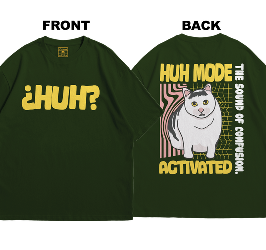 Premium Oversized Cotton Shirt: Huh Cat (Front and Back)
