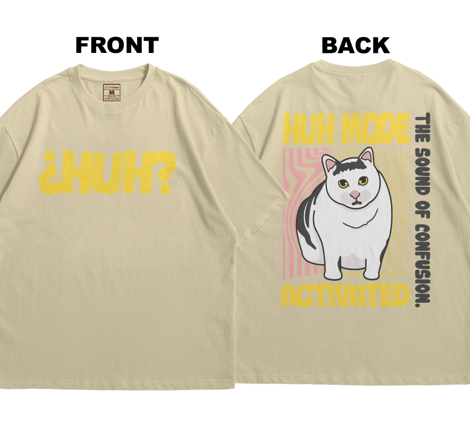 Premium Oversized Cotton Shirt: Huh Cat (Front and Back)