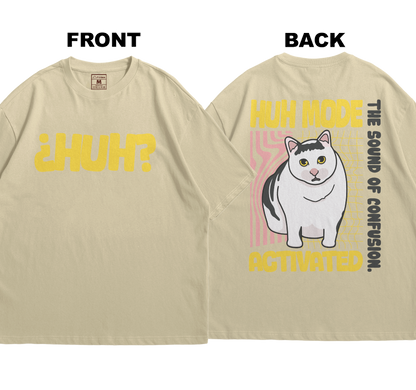 Premium Oversized Cotton Shirt: Huh Cat (Front and Back)