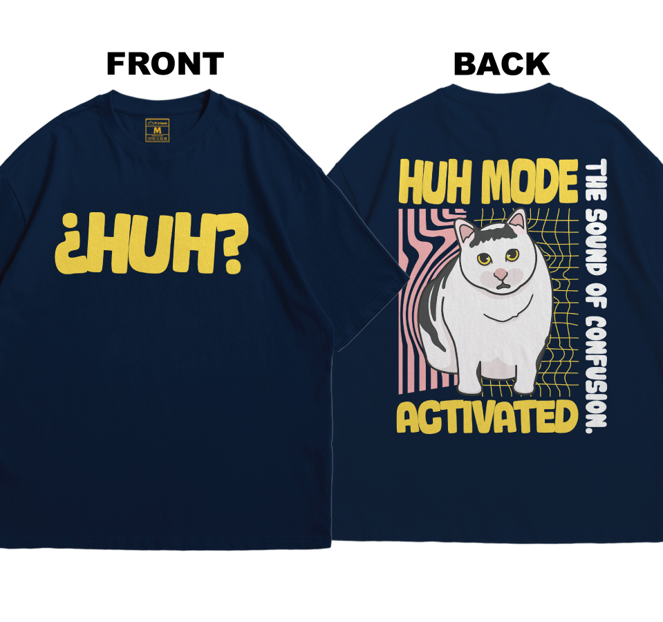 Premium Oversized Cotton Shirt: Huh Cat (Front and Back)