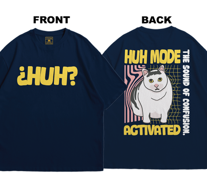 Premium Oversized Cotton Shirt: Huh Cat (Front and Back)