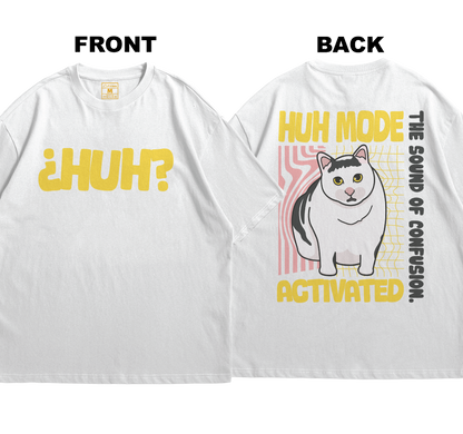 Premium Oversized Cotton Shirt: Huh Cat (Front and Back)