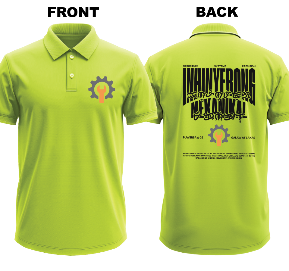Drifit Polo Shirt: Inhinyetong Mekanikal (Front & Back)