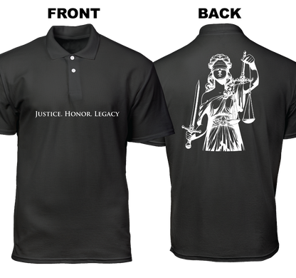 Cotton Polo Shirt: Justice. Honor. Legacy (Front and Back)