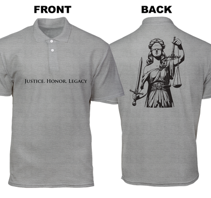 Cotton Polo Shirt: Justice. Honor. Legacy (Front and Back)