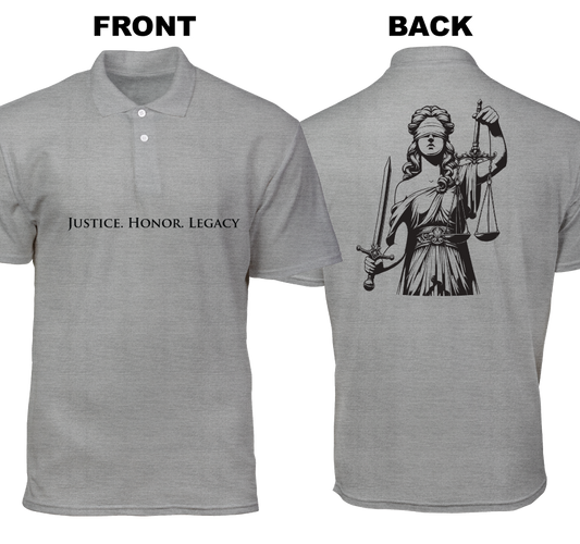 Cotton Polo Shirt: Justice. Honor. Legacy (Front and Back)