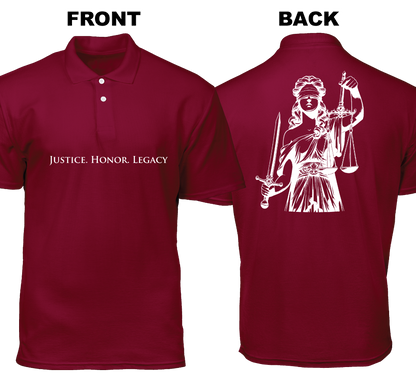 Cotton Polo Shirt: Justice. Honor. Legacy (Front and Back)