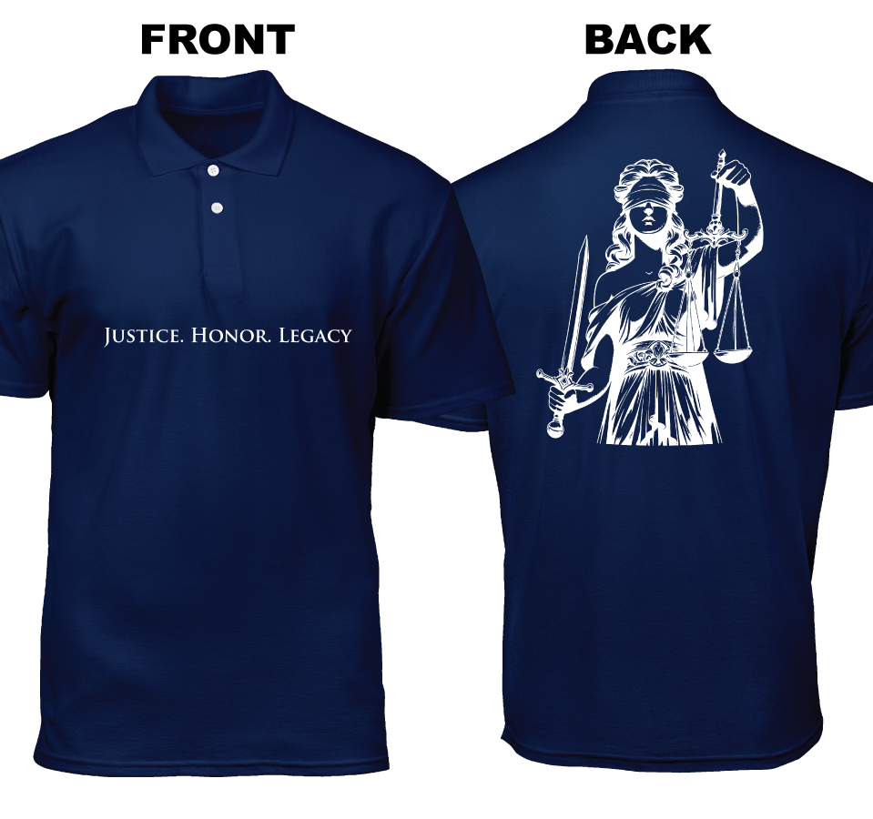 Cotton Polo Shirt: Justice. Honor. Legacy (Front and Back)