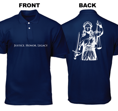 Cotton Polo Shirt: Justice. Honor. Legacy (Front and Back)