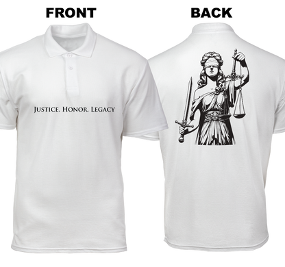 Cotton Polo Shirt: Justice. Honor. Legacy (Front and Back)