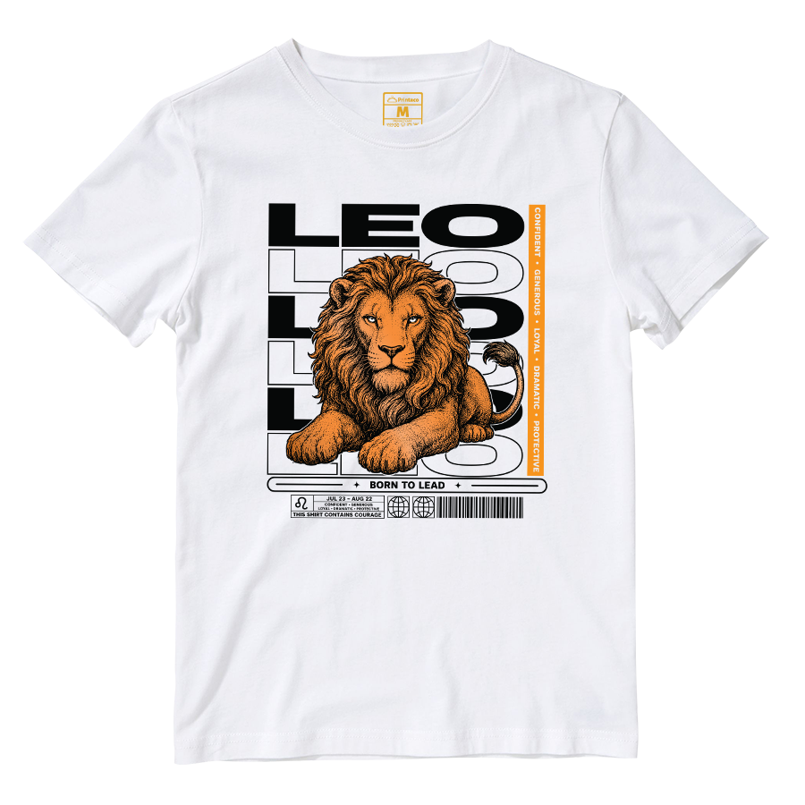Cotton Shirt: Leo Born To Lead