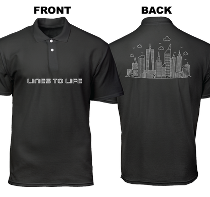 Cotton Polo Shirt: Lines To Life (Front and Back)