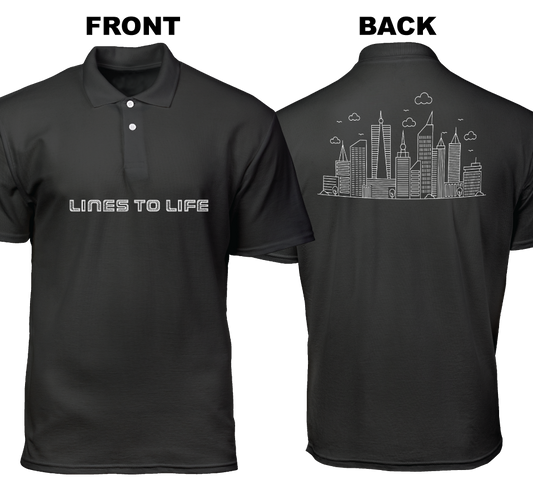 Cotton Polo Shirt: Lines To Life (Front and Back)