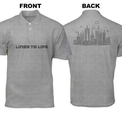 Cotton Polo Shirt: Lines To Life (Front and Back)