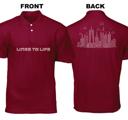 Cotton Polo Shirt: Lines To Life (Front and Back)