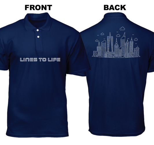 Cotton Polo Shirt: Lines To Life (Front and Back)