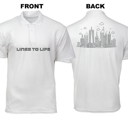 Cotton Polo Shirt: Lines To Life (Front and Back)