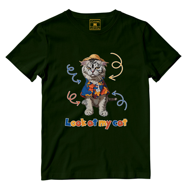 Cotton Shirt: Look At My Cat Whole Body (Custom)