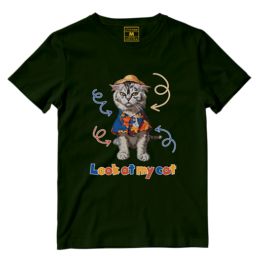 Cotton Shirt: Look At My Cat Whole Body (Custom)
