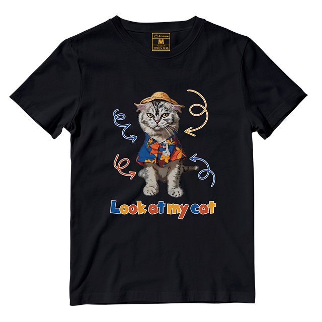 Cotton Shirt: Look At My Cat Whole Body (Custom)