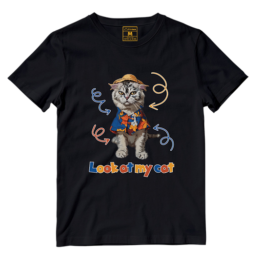 Cotton Shirt: Look At My Cat Whole Body (Custom)