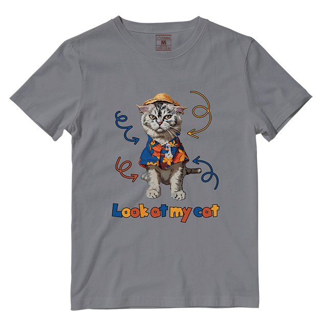 Cotton Shirt: Look At My Cat Whole Body (Custom)