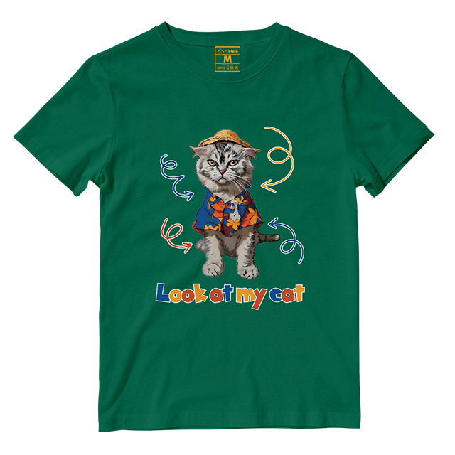 Cotton Shirt: Look At My Cat Whole Body (Custom)