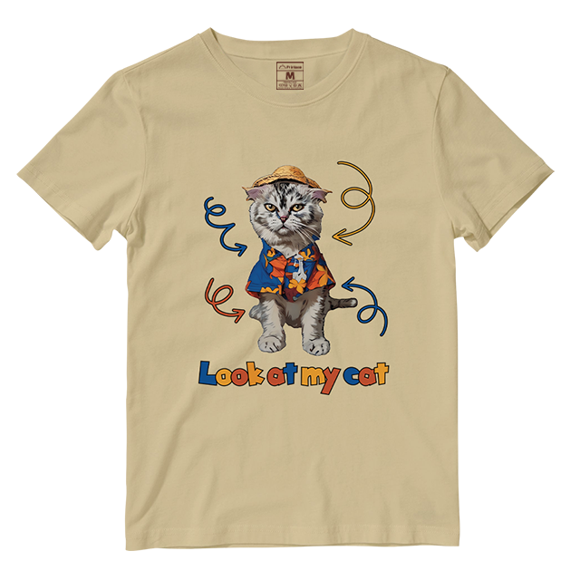 Cotton Shirt: Look At My Cat Whole Body (Custom)