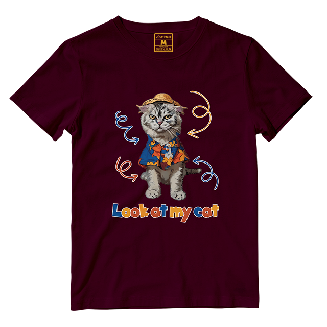 Cotton Shirt: Look At My Cat Whole Body (Custom)