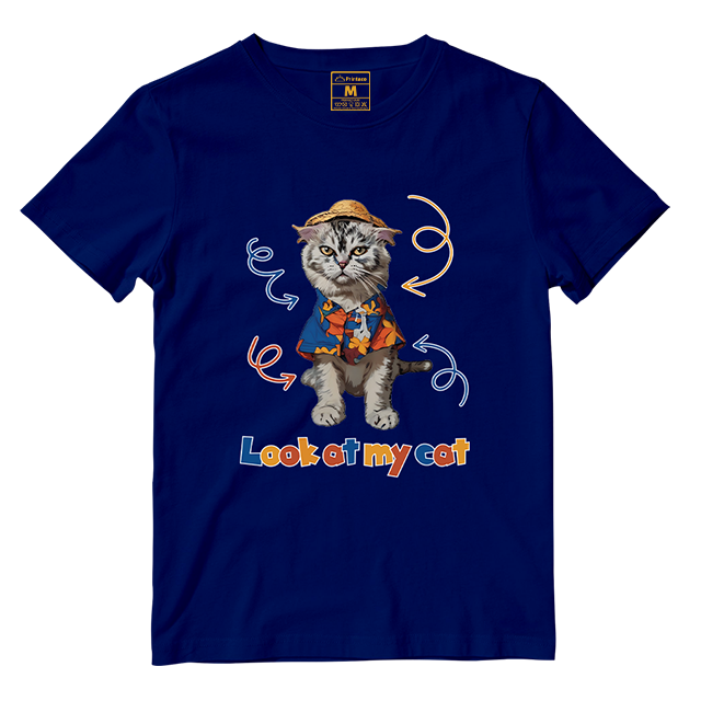 Cotton Shirt: Look At My Cat Whole Body (Custom)