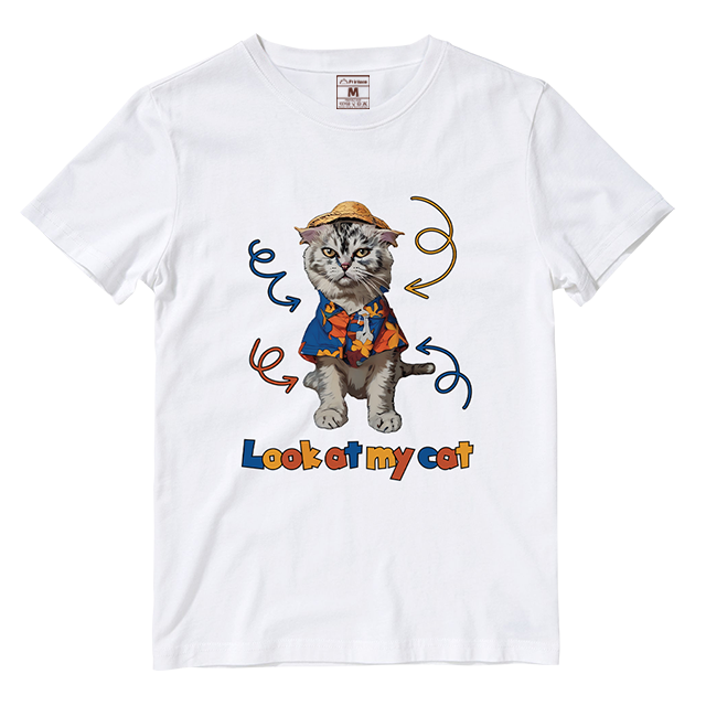 Cotton Shirt: Look At My Cat Whole Body (Custom)