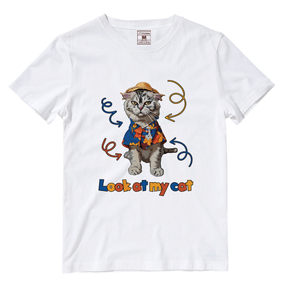 Cotton Shirt: Look At My Cat Whole Body (Custom)