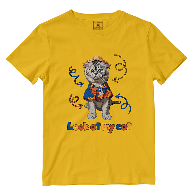 Cotton Shirt: Look At My Cat Whole Body (Custom)