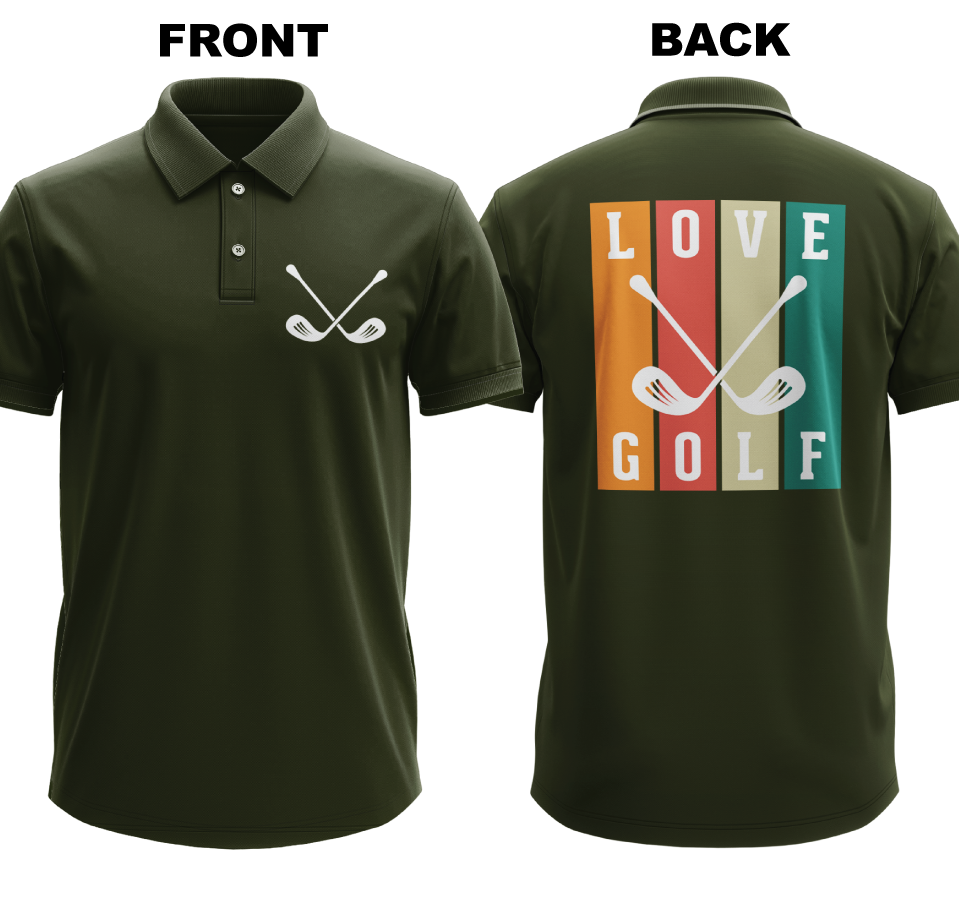 Drifit Polo Shirt: Love golf (Front & Back)