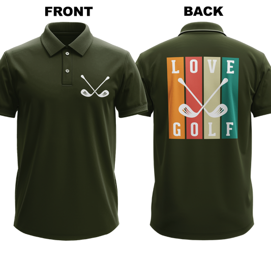 Drifit Polo Shirt: Love golf (Front & Back)