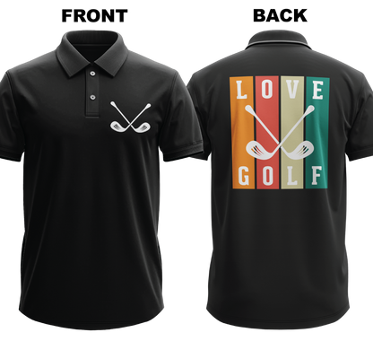 Drifit Polo Shirt: Love golf (Front & Back)