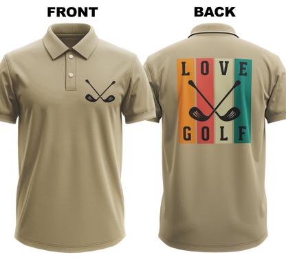Drifit Polo Shirt: Love golf (Front & Back)