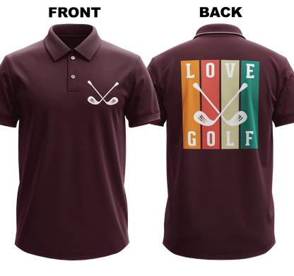 Drifit Polo Shirt: Love golf (Front & Back)