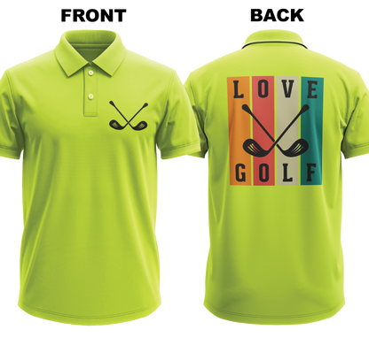Drifit Polo Shirt: Love golf (Front & Back)