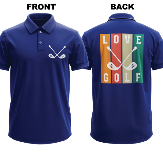 Drifit Polo Shirt: Love golf (Front & Back)