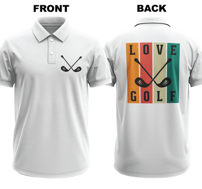 Drifit Polo Shirt: Love golf (Front & Back)