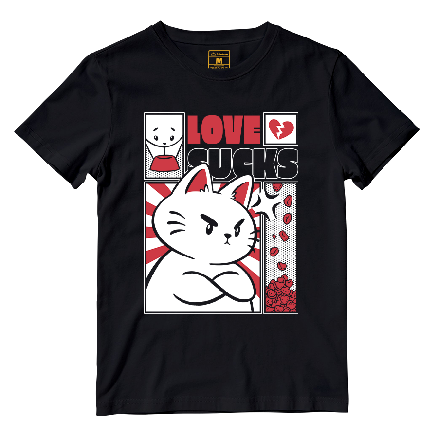 Cotton Shirt: Love Sucks Cat