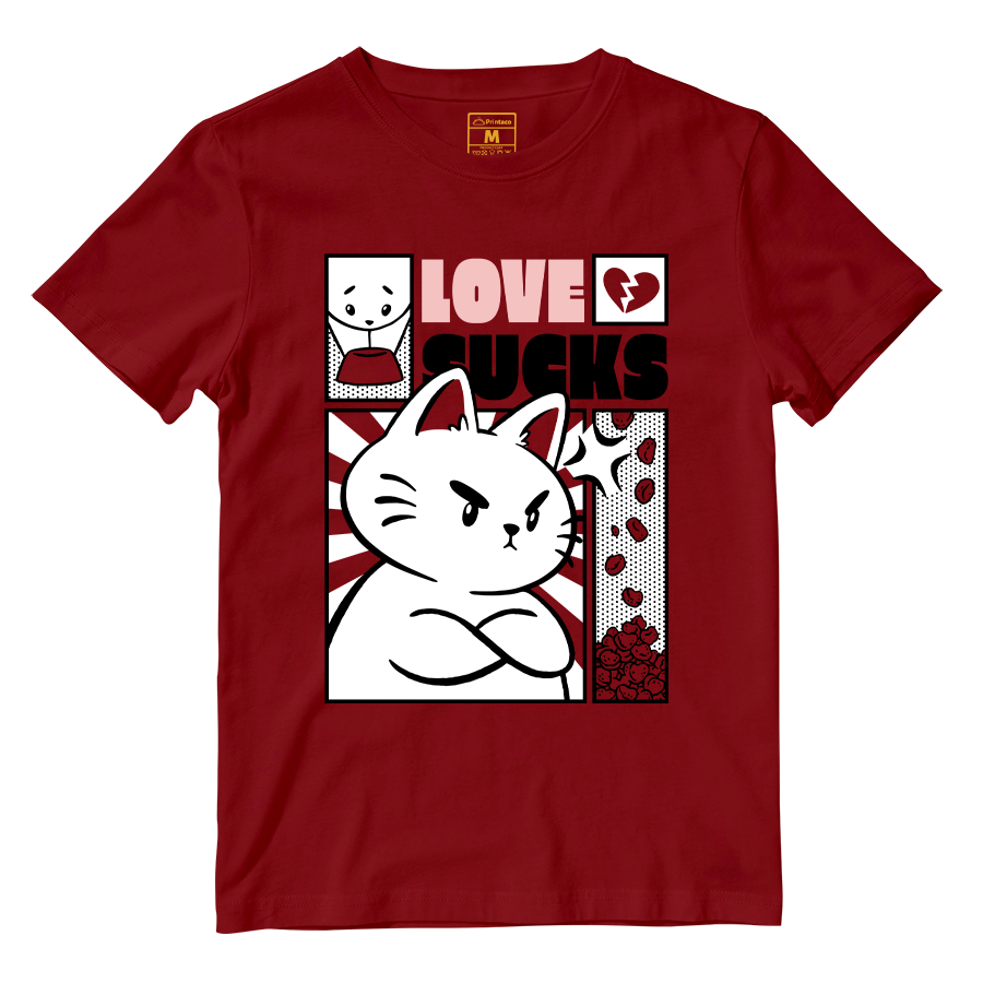 Cotton Shirt: Love Sucks Cat