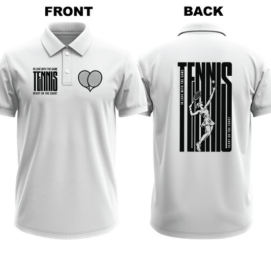 Drifit Polo Shirt: Love Tennis Female (Front & Back)