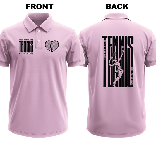 Drifit Polo Shirt: Love Tennis Female (Front & Back)