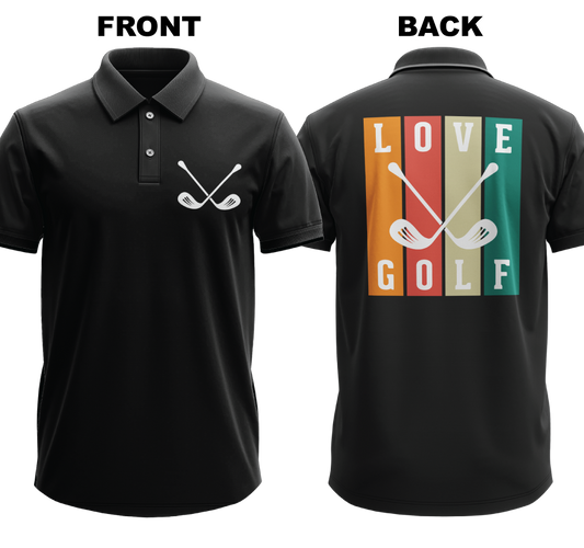 Drifit Polo Shirt: Love golf (Front & Back)