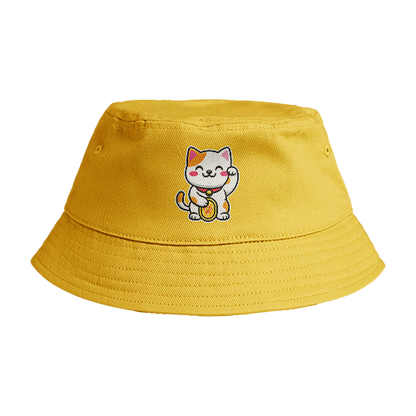 Reversible Bucket Hat: Lucky Cat